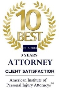 Rated top 10 personal injury attorneys for client satisfaction 3 years in a row